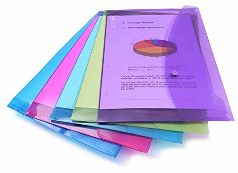 RAPESCO 0688 przezroczysta teczka na dokumenty z zatrzaskiem, A4, różne kolory, 5 sztuk 0688