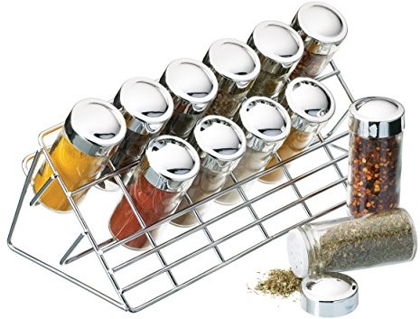 Kitchen Craft półka na przyprawy chromowana, 12 kieliszków KCSPICE
