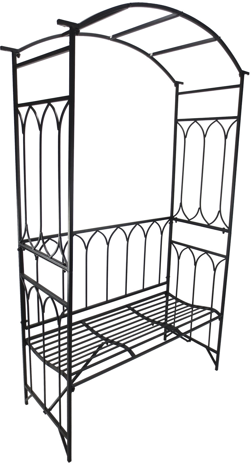 Outsunny PERGOLA Z ŁAWKĄ TREJAŻ metal czarna 115 x 50 x 203 cm