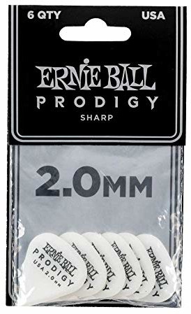 Ernie Ball 2,0 mm białe ostre cudowne kostki 6-pak P09341