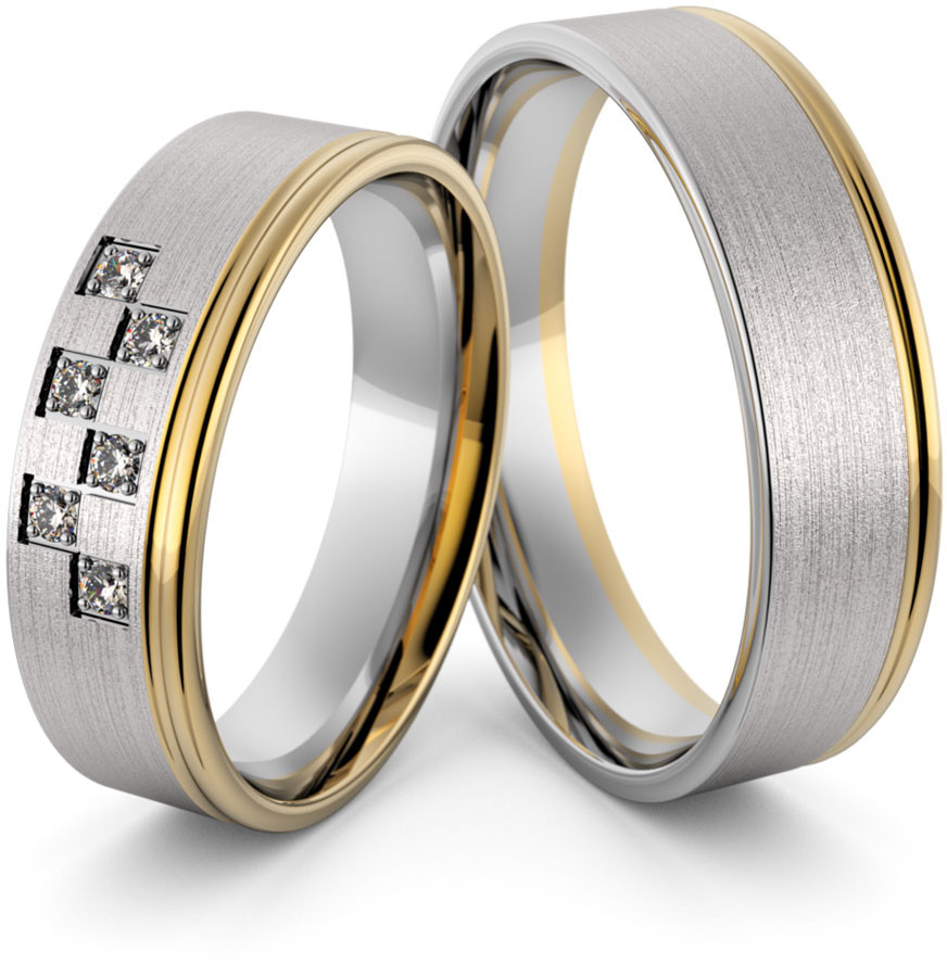 Eminence Obrączki ślubne dwukolorowe z brylantami - Au-999 Au-999-2