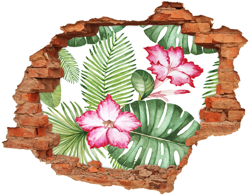 Wallmuralia.pl Okleina 3D dziura na ścianę Tropikalne kwiaty