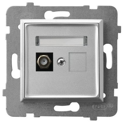 Ospel Gniazdo antenowe typu F pojedyncze Srebrny Aria - GPA-1UF/m/18