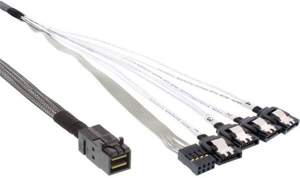 InLine Mini SAS HD Kabel SFF-8643 4x SATA + bocznyband 1m 27630B