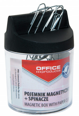 OFFICE PRODUCTS Pojemnik magn. na spinacze OFFICE PRODUCTS, okrągły, ze spinaczami, transparentny 18184421-99