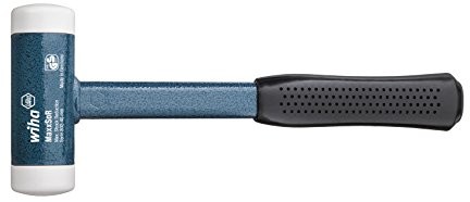 Wiha Safety 802160 bezodrzutowy młotek plastikowy, z średniej twardości gumowymi nasadkami (60 mm), kolor żółty, z rękojeścią ze stalowej rury