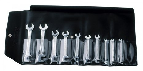 Bahco Liliput podwójny kluczy płasko-oczkowych, 10-częściowy, w pokrowcu 1931M/10T