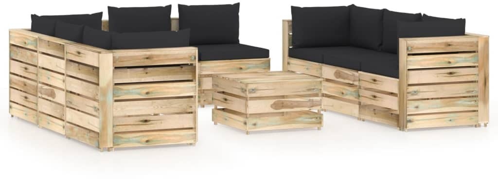 vidaXL 9-cz. zestaw wypoczynkowy do ogrodu, z poduszkami, drewniany 3074742