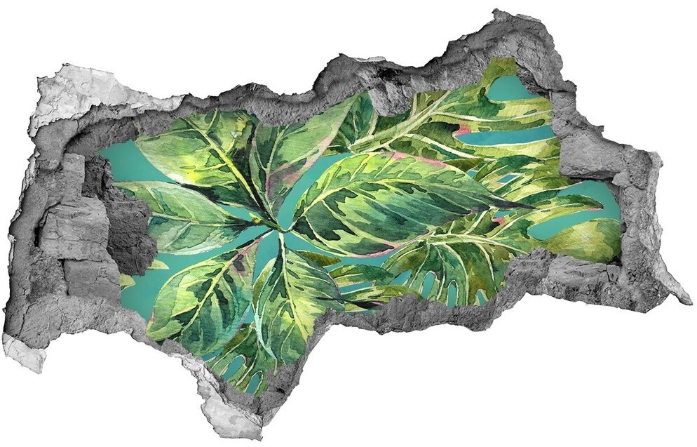 Wallmuralia.pl Naklejka 3D dziura na ścianę Tropikalne liście
