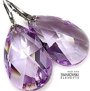 Swarovski duże kolczyki VIOLET SREBRO 28MM