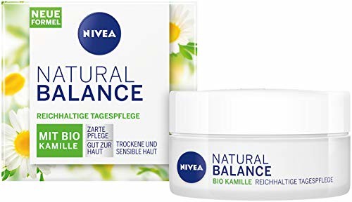 NIVEA Nivea Natural Balance krem na dzień (50 ml), krem nawilżający z ekologicznym rumiankiem, olejkiem jojoba i migdałowym, krem na dzień do suchej i wrażliwej skóry