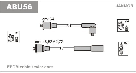JANMOR Zestaw przewodów zapłonowych JANMOR ABU56