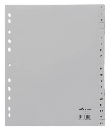 top DURABLE Przekładki A-Z do segregatora A4 szare 6520-10