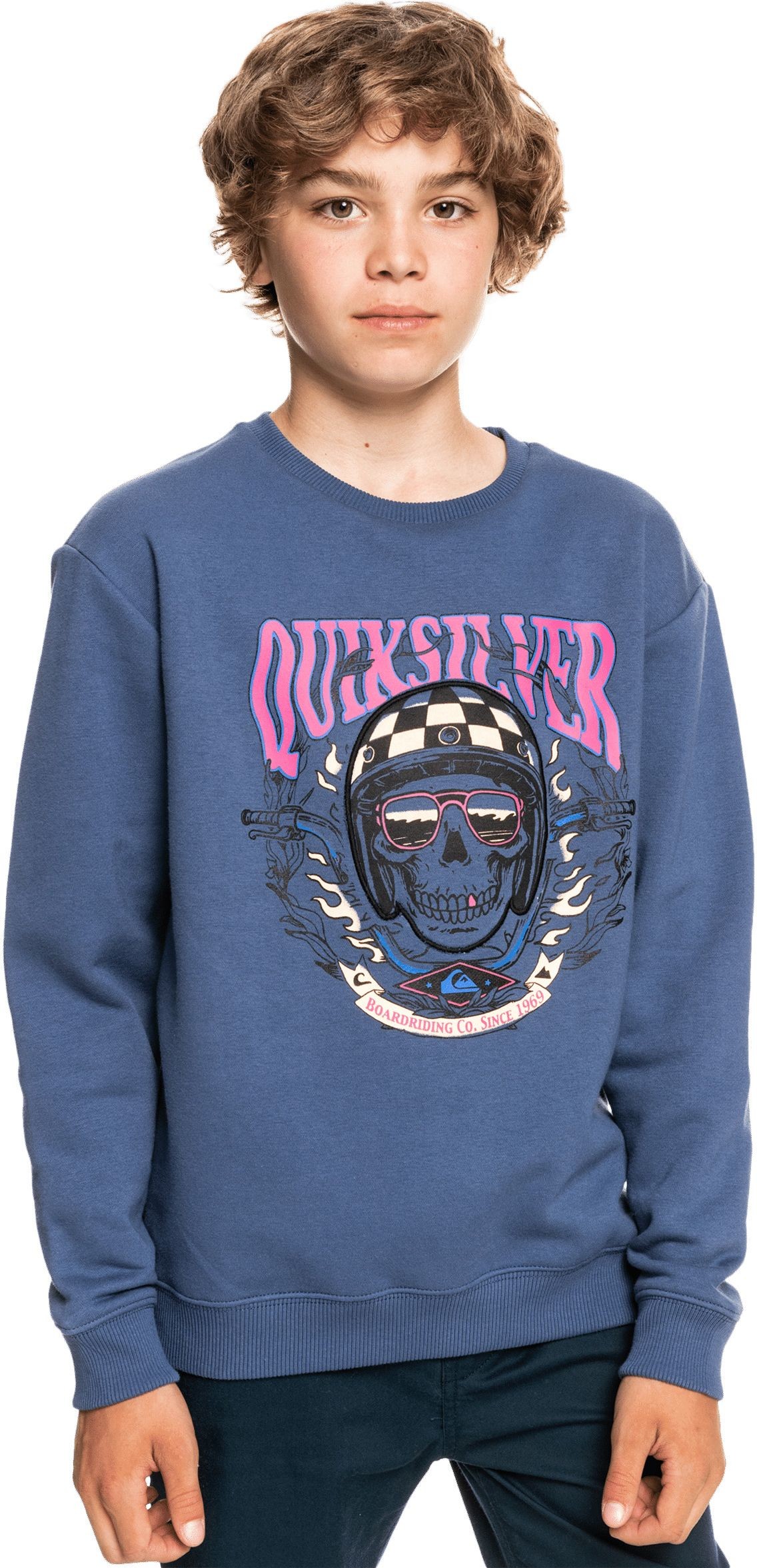 Quiksilver bluza ęca YOUTH BIKE SKULLS CREW Blue Indigo BPY0