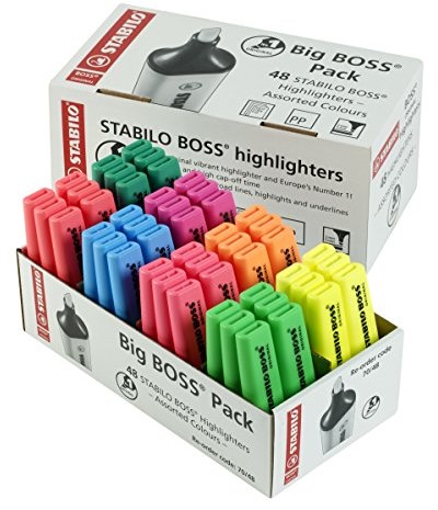 STABILO Stabilo Boss Marker tekstu duże opakowanie z 48 sztuk 6 X 6 X Czerwony 6 X Żółty 6 X Niebieski 6 X Zielony turkusowy 6 X 6 X Pomarańczowy Różowy 6 X Fioletowy CEOND018227