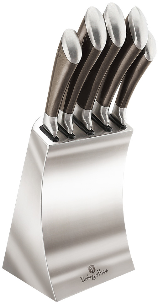 Berlingerhaus 6 częściowy zestaw wysokiej jakości noży kuchennych na stojaku z kolekcji Carbon Metallic Line