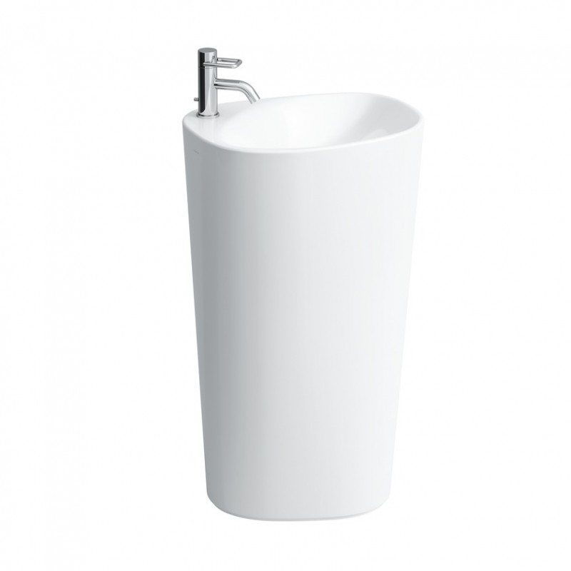 Laufen Palomba Umywalka przyścienna 52x43,5x90 cm bez otworu na baterię i ze szkliwieniem LCC biała H8118044001091