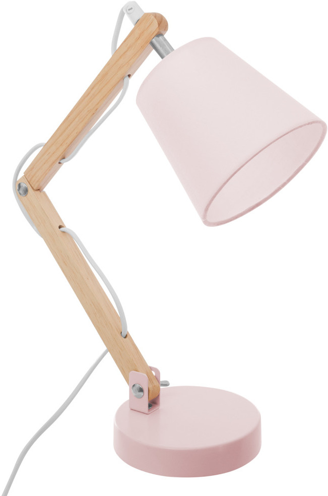 Atmosphera Créateur d'intérieur Atmosphera Créateur dintérieur Lampka na biurko stojąca regulowane ramię drewniana konstrukcja do biura do pokoju młodzieżowego biała różowa B07GL54787