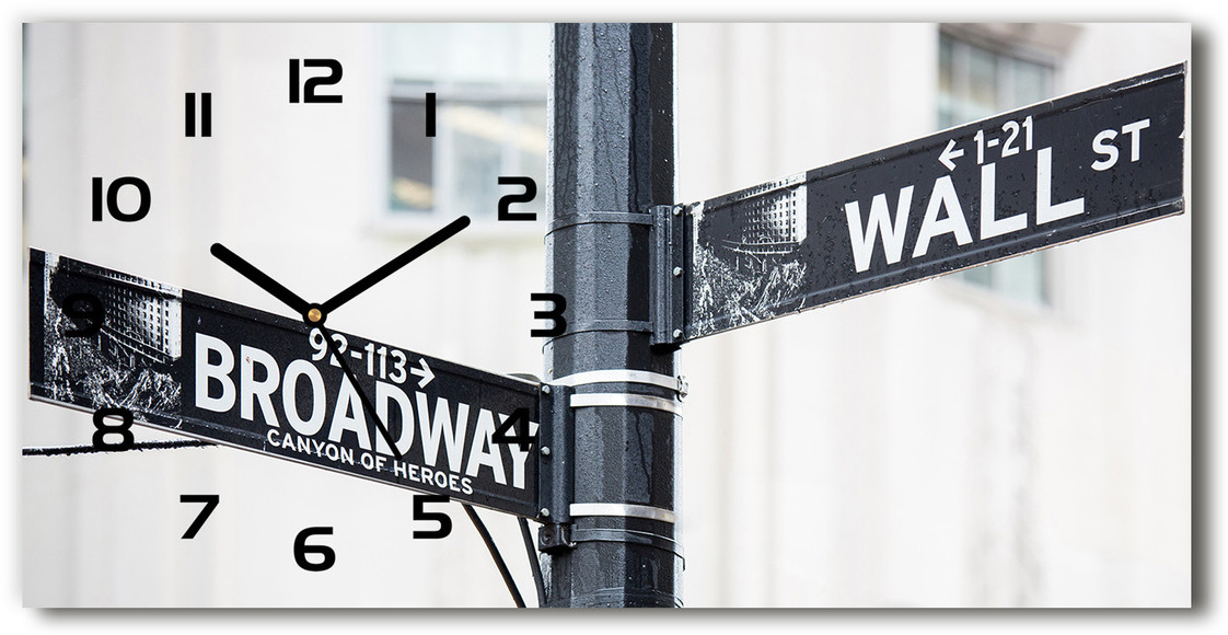 Zegar ścienny szklany Wall street znak