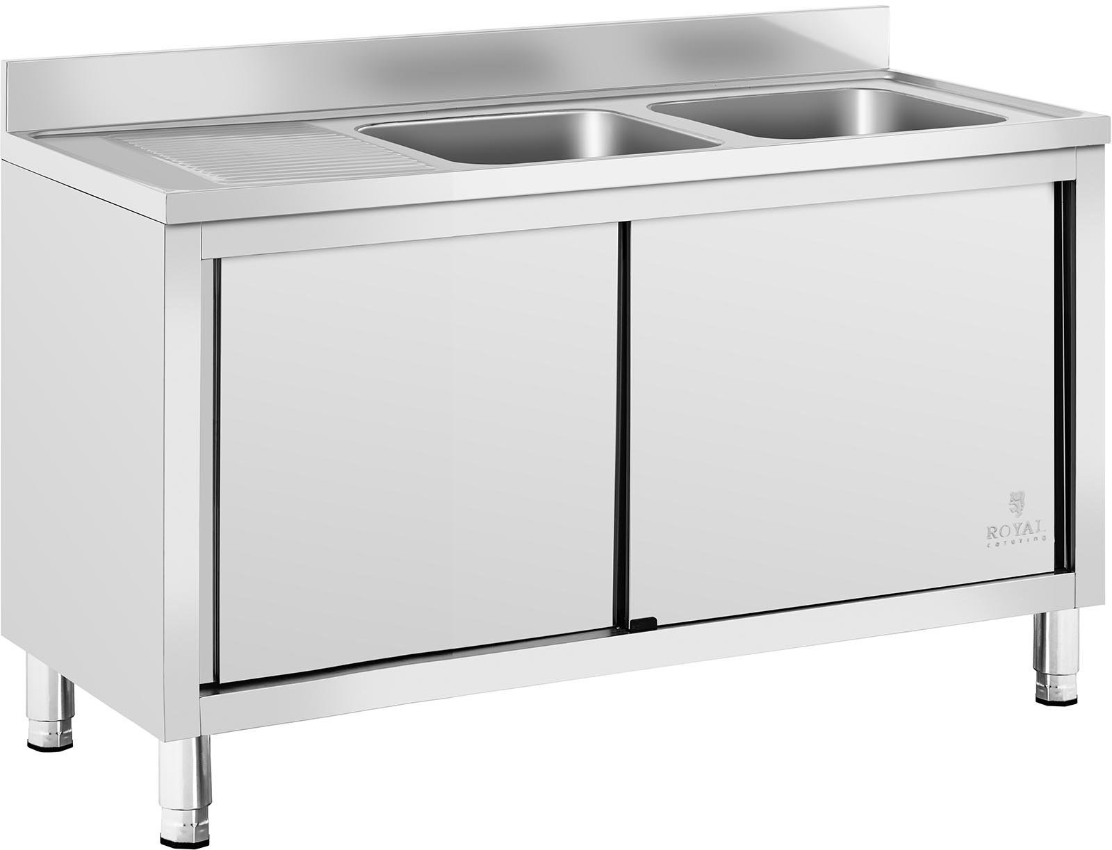 Royal Catering Szafka ze zlewem 2 komory stal nierdzewna 500 x 400 x 300 mm RC-IKS01