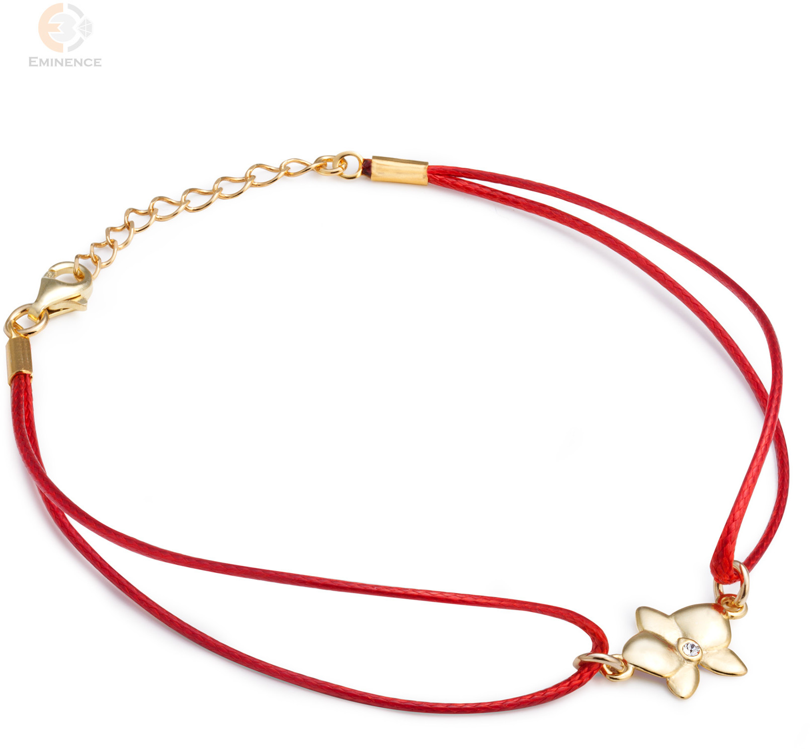 Eminence Bransoletka sznurkowa ze srebra pozłacanego kwiatek cyrkonia Ag-Bz-21