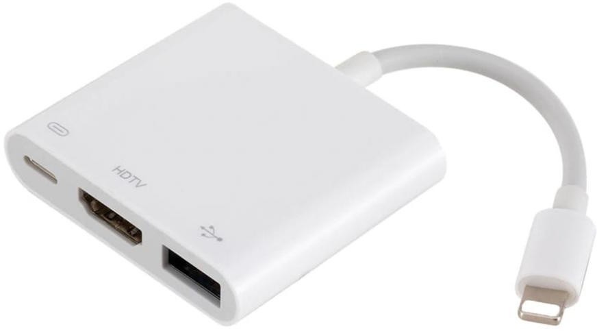 Adapter Konwerter OTG ze załącza LIGHTNING na HDMI/USB/LIGHTNING Przejściówka