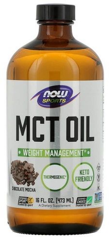 Now Foods Olej MCT trójglicerydy kwasów tłuszczowych średniołańcuchowych smak czekoladowej mokka 473 ml Now Sports 733739022172