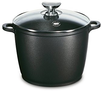 Berndes 031185 Vario Click Induction warzywa garnek z pokrywką szklaną, zapobiegającą przywieraniu, odlew aluminiowy, 24 cm, 6,5 L, czarny 031185
