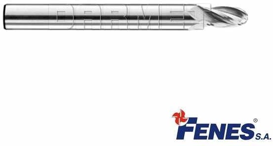 FENES Frez 4-ostrzowy do obróbki metali lekkich i tworzyw sztucznych, krótki z czołem kulistym DIN6527-KWR, VHM - 10MM - 0641-512-900-955