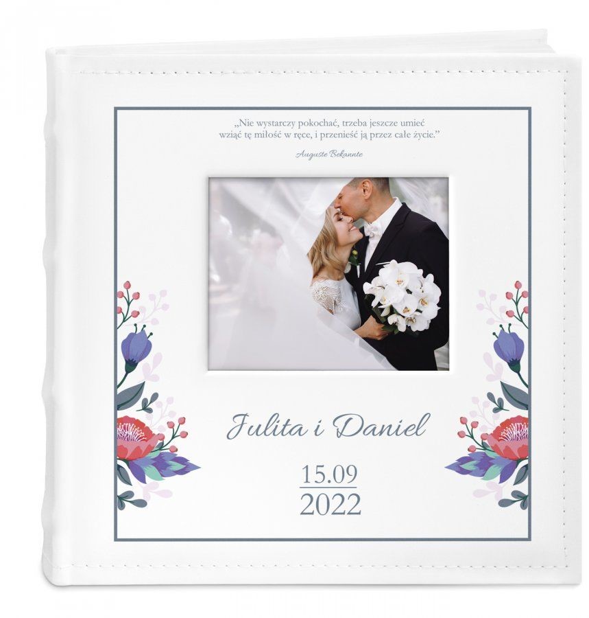 NA Murrano Album mały z oknem nadruk dedykacja dla pary ślub ALB-SO-WH-UV-036
