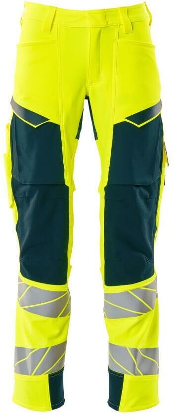 Mascot Workwear ACCELERATE SAFE SPODNIE Z KIESZENIAMI NA KOLANACH; ŻÓŁTY HI-VIS/CIEMNA PETROLOWY (82C60)