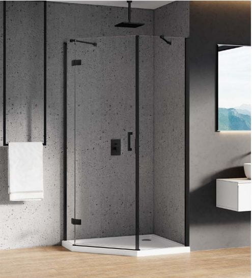 New Trendy New Azura Black kabina prysznicowa pięciokątna drzwi lewe 100 x 80 prawa, wys. 195 cm, szkło czyste 6 mm K-0675 - najlepsza obsługa, Rybnik 32 227 41 31