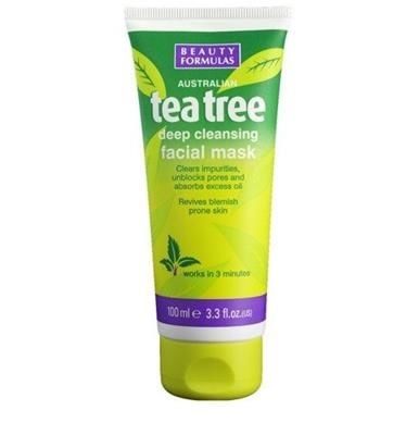 Beauty Formulas BEAUTY FORMULAS_Tea Tree Deep Cleansing Facial Mask oczyszczająca maska glinkowa do twarzy 100ml p-5012251010429