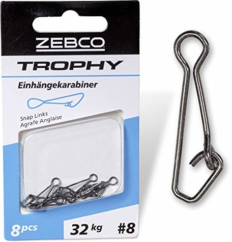 Zebco Wysokiej jakości trophy Agrafen akcesoria wędkarskie krętliki wędkarstwo małe części akcesoria wędkarskie różne, rozmiar: 10 L: 12 mm 28 kg / 10 sztuk
