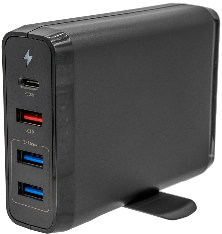 Cameron Sino Biurkowa stacja ładująca 1x USB-C+1xUSB QC 3.0+2xUSB 75W kolor czarny Cameron Sino) DF-MTC100BE