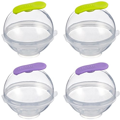 Ibili 870500 pojemnik na okrągłe kostki lodu, 4 sztuka, GIN i Tonic maszyna do piłek, wykonana z silikonu i tworzywa sztucznego, stojący, średnica 5,5 cm 870500