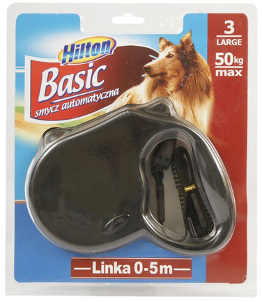 Hilton Basic 3 smycz automatyczna 5 m czarna dla psa do 50 kg