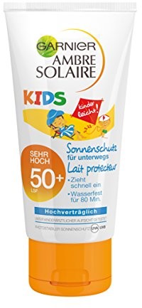 Garnier Ambre Solaire kremu przeciwsłonecznego Kids/zabezpieczenie przed słońcem-mleka dla dzieci Extra wodoodporny/LSF 50 +, 1er Pack 50 ML C4262315
