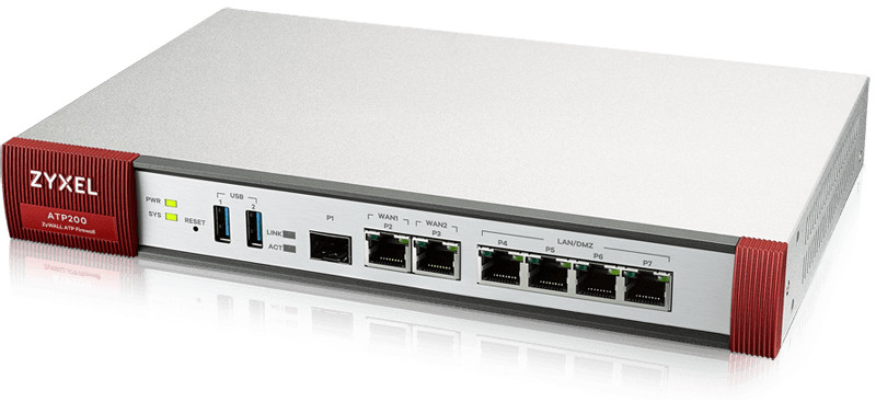 ZyXEL ATP 10/100/1000, 2*WAN, 4*LAN/DMZ ports, 1*SFP, 2*USB with 1 Yr ATP200-EU0102F