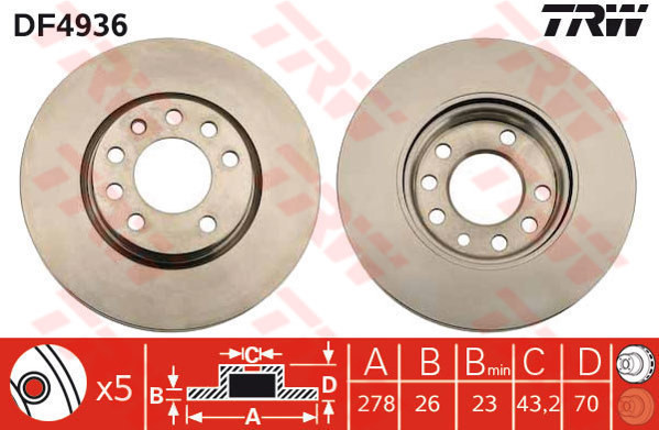 TRW Tarcza hamulcowa DF4936