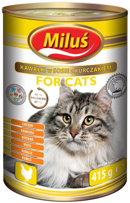 MILUŚ Miluś Adult kawałki w sosie z kurczakiem 415g KMIL008_PAK12