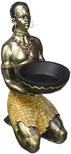 Pajoma 73785 afrykański Mann mit świecznik dekoracyjna, żywica syntetyczna, wysokość 22 cm 73785