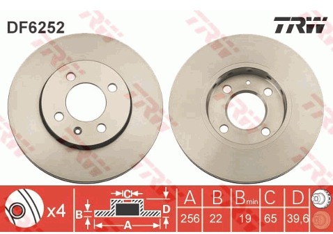 TRW Tarcza hamulcowa DF6252