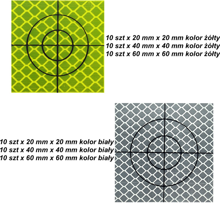 ZESTAW Folia dalmiercza żółta i biała rozmiary 20mm x 20mm 40mm x 40mm i 60mm x 60mm folia zestaw