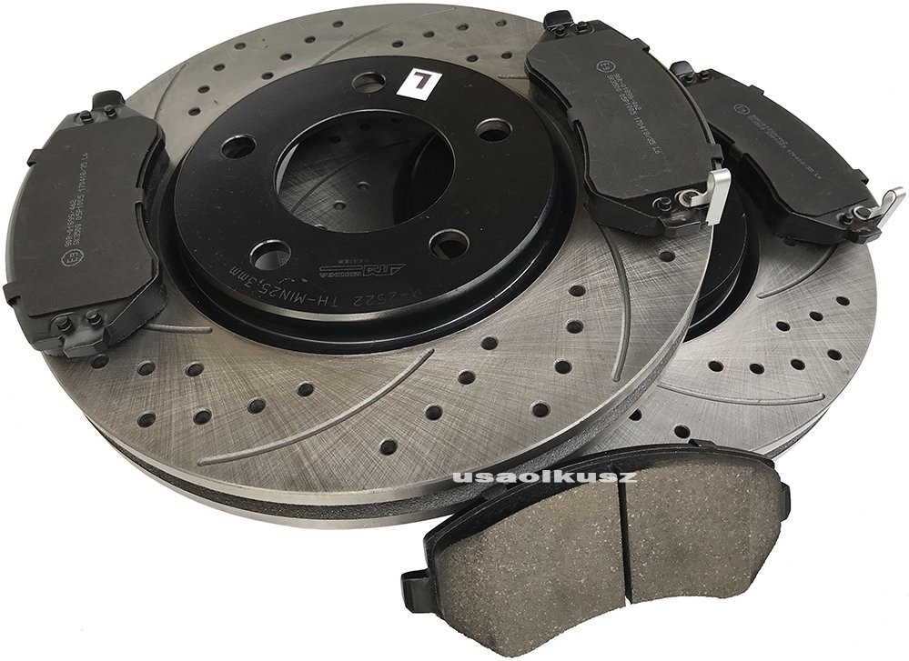 Przednie WIERCONE tarcze 281mm+ klocki hamulcowa Dodge Caravan 2001-2007 bębny tył 2522S+5SP1005