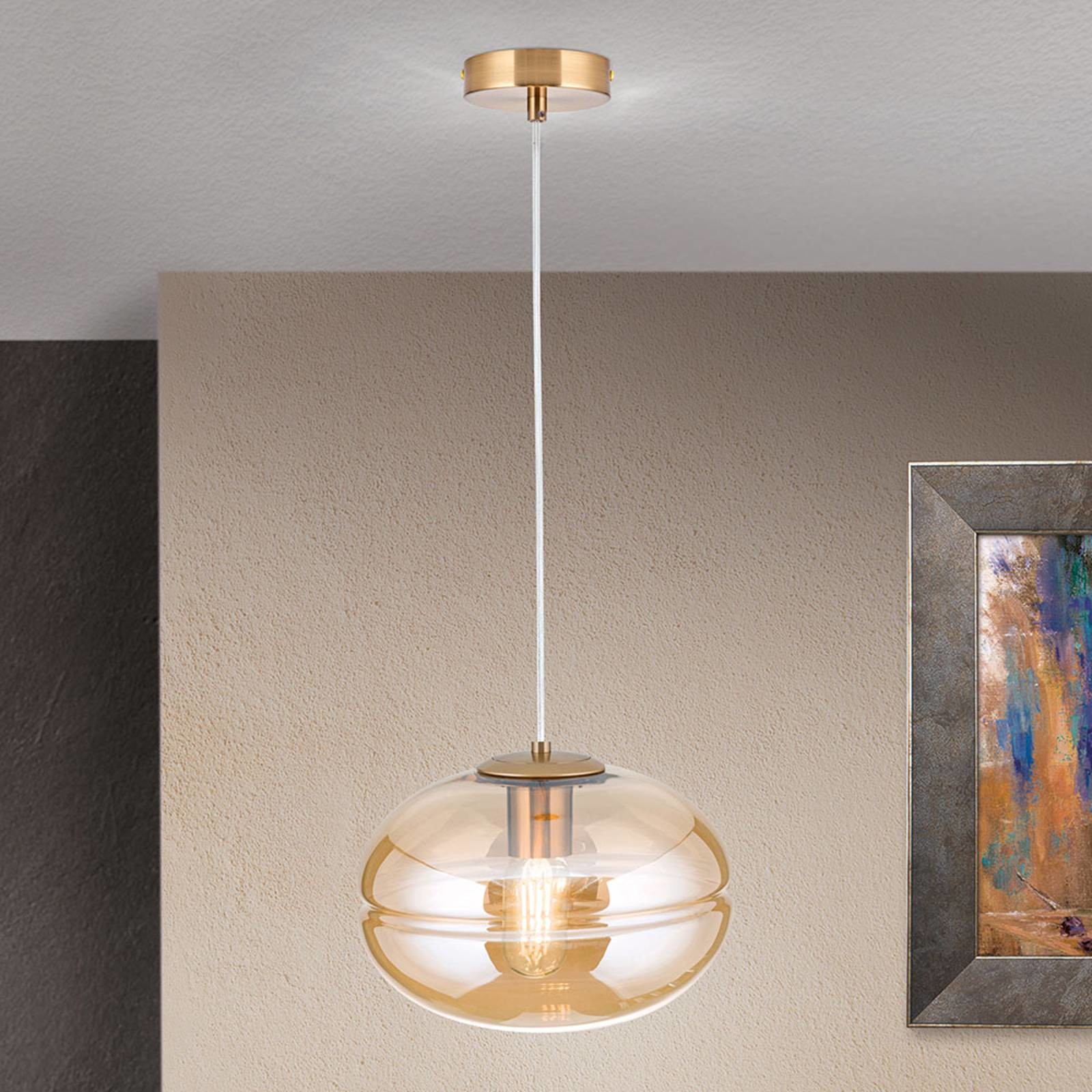 Orion Lampa sufitowa Richard, metal mosiądz, bursztynowa