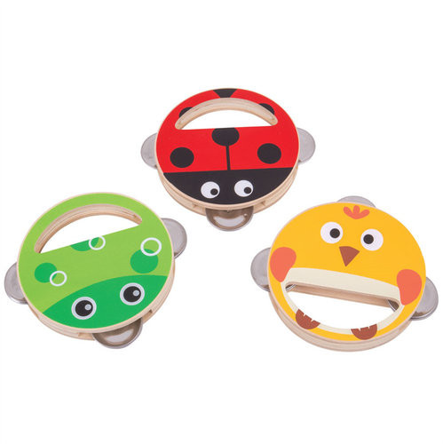 Bigjigs Toys Drewniane tamburyny mix kolorów