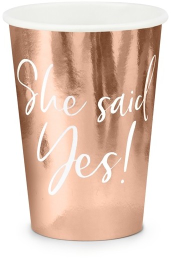 Kubeczki papierowe She said Yes! różowe złoto 220 ml 6 szt. KPP21-019R
