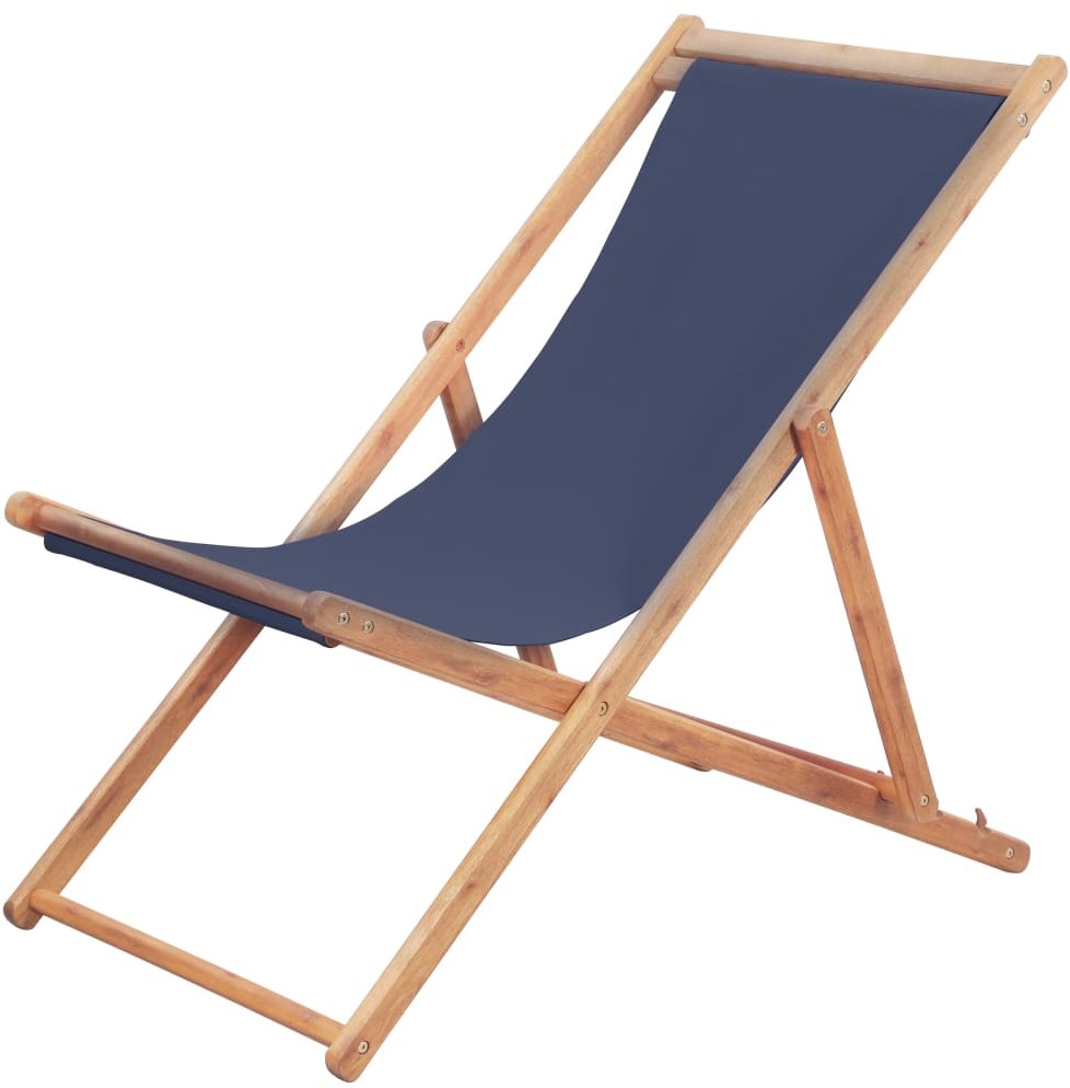 vidaXL Składany leżak plażowy, tkanina, niebieski