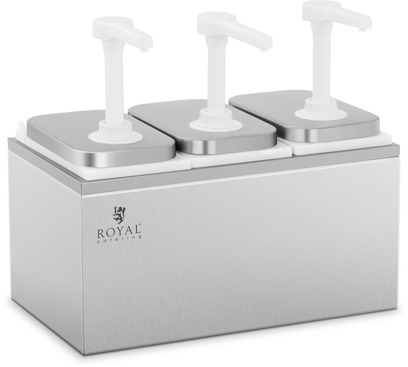 Royal Catering POTRÓJNY DYSPENSER DO SOSÓW Z POMPKĄ 3X2L 10011450 RCDI-6L 10011450 RCDI-6L